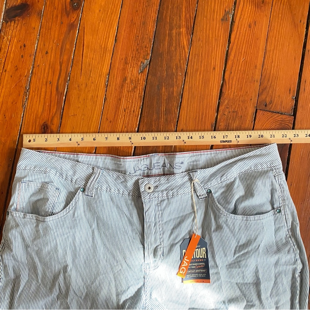 Jag Counter Girlfriend Jeans in Railroad Pinstripe Bleach-Wash Size 22W NWT - Picture 13 of 16